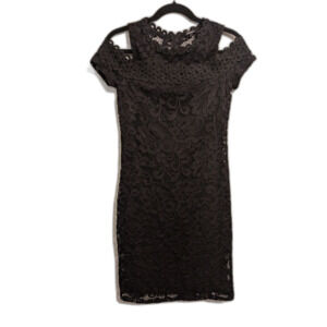 New Ambiance Women's Black Floral Lace Dress Size Large